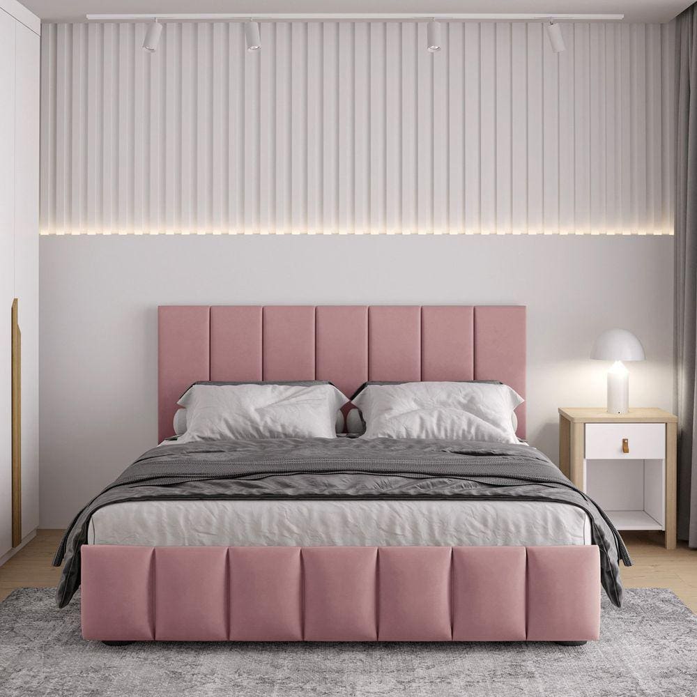Cama Base Box Baú Casal Uvaia CabeCasa MadeiraMadeira Rosa