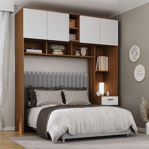 Guarda-Roupa Casal Jaspe Ponte 4 Portas 1 Gaveta  Yescasa Nogal/Branco