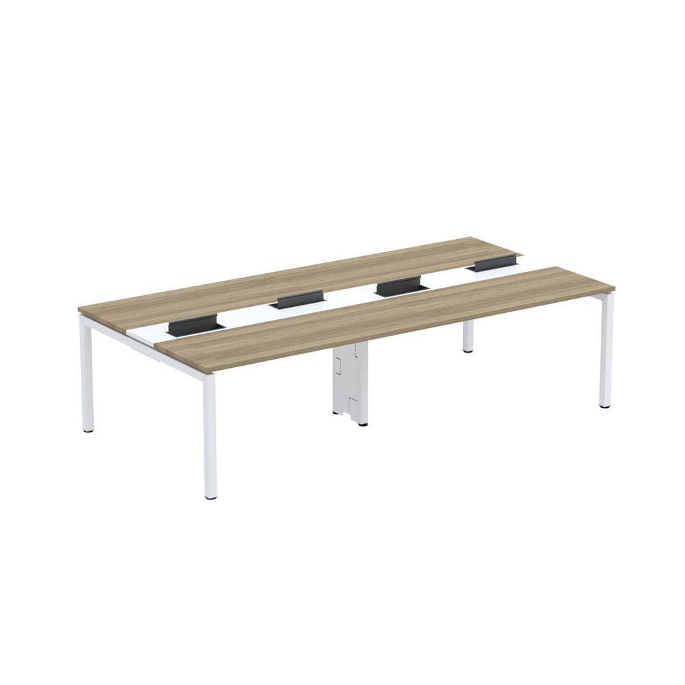 Mesa de Plataforma Dupla para 4 Pessoas Corporativa 140X140/4P PDC14/14/4P Noce Naturalle/Branco