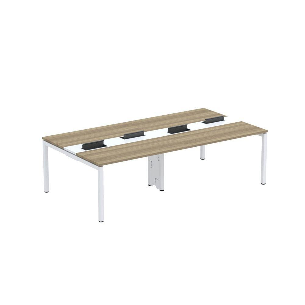 Mesa de Plataforma Dupla para 4 Pessoas Corporativa 130X140/4P PDC13/14/4P Noce  naturalle/Branco
