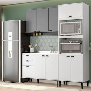 Armário de Cozinha Completa Lótus Slim Carraro Branco/Tit