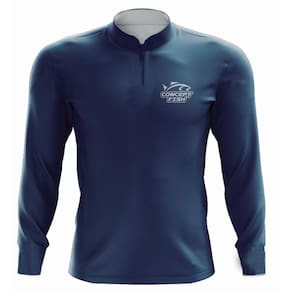 Camiseta de Pesca Concept Fish com Proteção Solar UV Azul Marinho Lisa