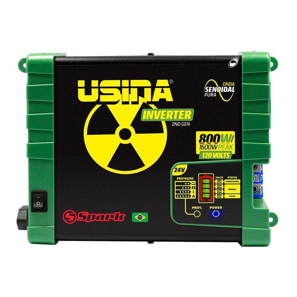 Inversor de Tensão Senoidal Usina Inverter 800W 24VDC 120VAC 1600W Peak