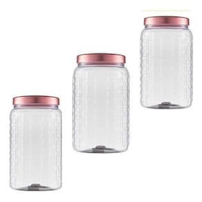 Kit 3 Pote De Plástico Tampa Rose 1 Litro Bolachas Biscoito