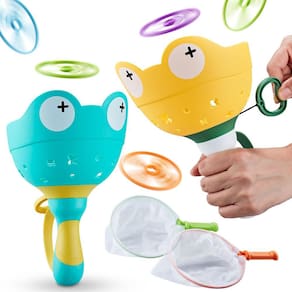 Lançador de discos Belemar Frog para brinquedos ao ar livre com 2 cestos de captura
