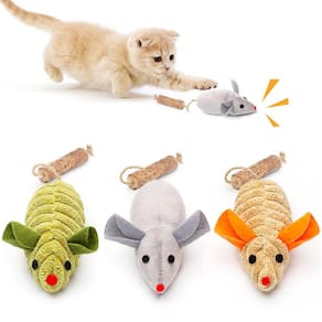Brinquedos para gatos Potaroma Squeak Mice com Catnip Silvervine, 3 unidades