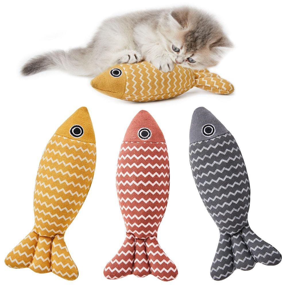 Cat Toys Potaroma Fish com som enrugado e catnip para gatos