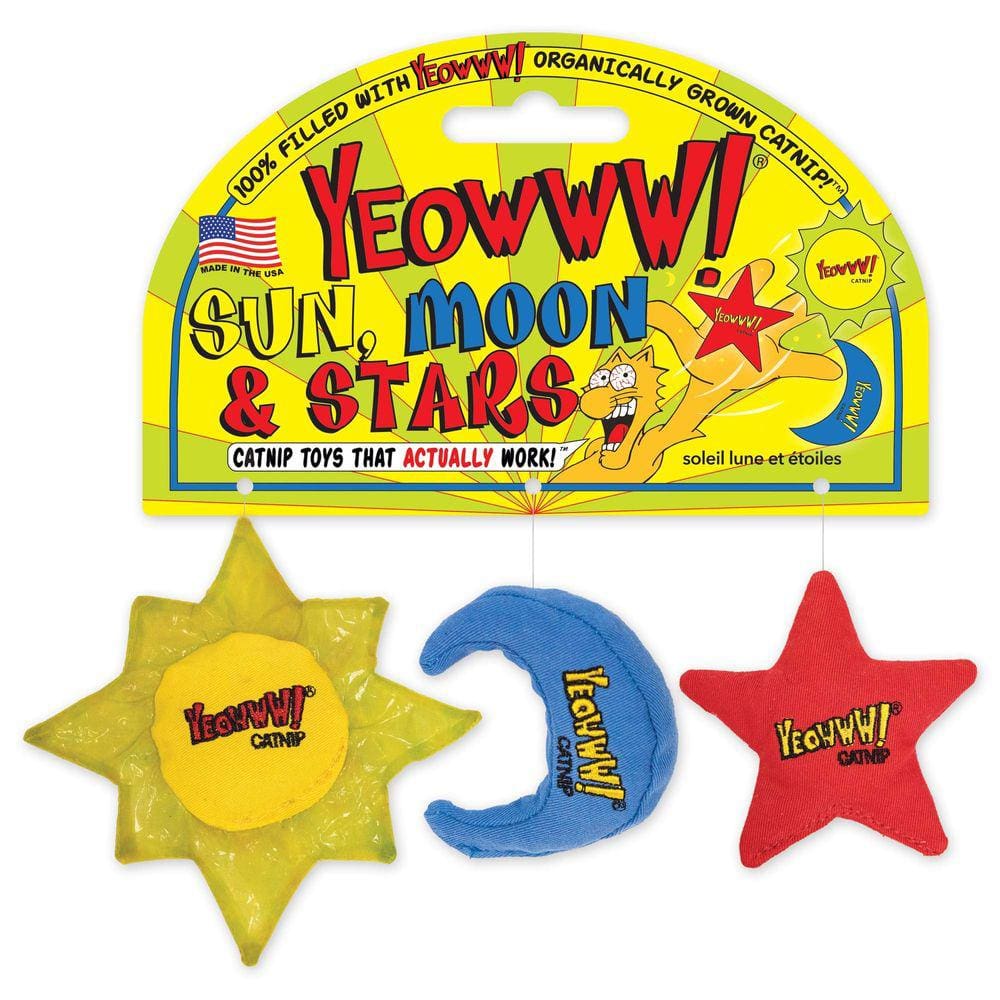 Brinquedo Catnip Cat YEOWWW! para gatos de interior e exterior com sol, lua,