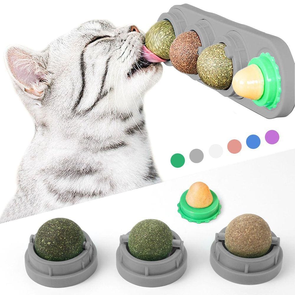 Conjunto de bolas de parede Catnip COSOWO para gatos com adesivos Catnip, 4 unidades