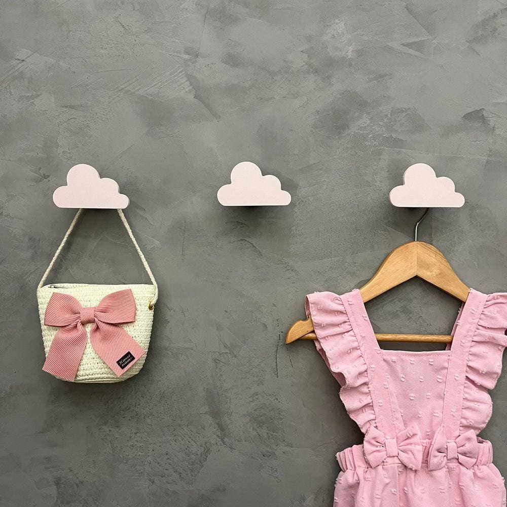 3 Ganchos de parede infantil menina decoração formatos rosa