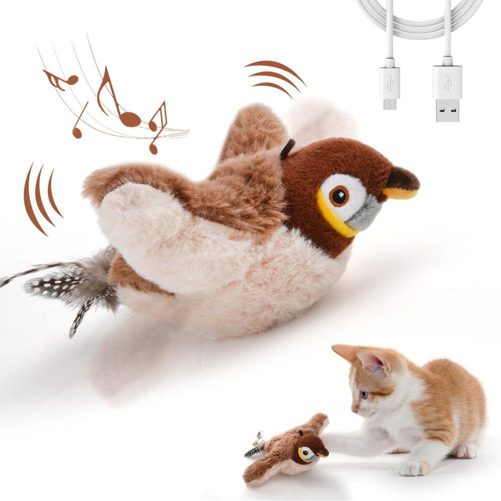Brinquedo interativo para gatos LIFLIX Recarregável Chirping Bird