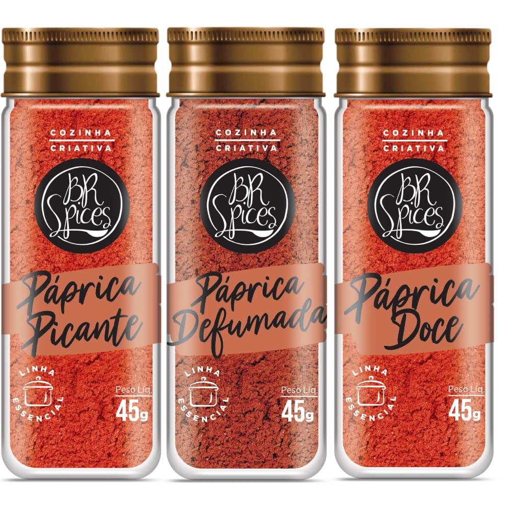 Kit Páprica Defumada, Picante e Doce 45g BR Spices