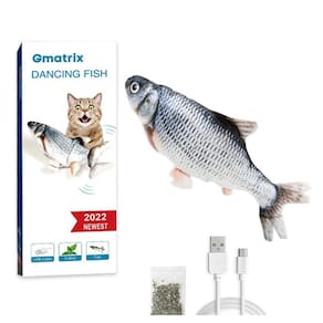 Brinquedo para gatos Gmatrix Flopping Fish com videira prateada e erva-dos-gatos para gatos