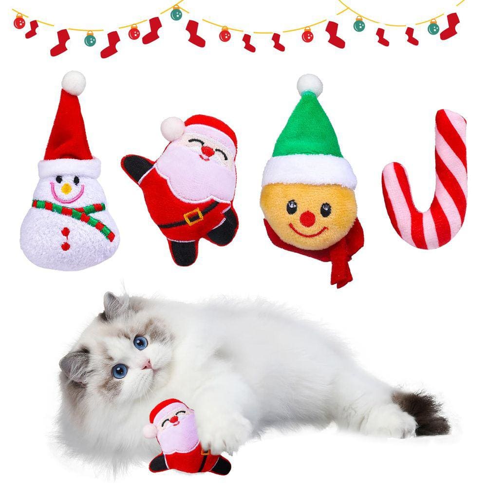 Conjunto de brinquedos Catnip de Natal YASUOA Santa/Boneco de Neve/Muleta/Chapéu/Caneta