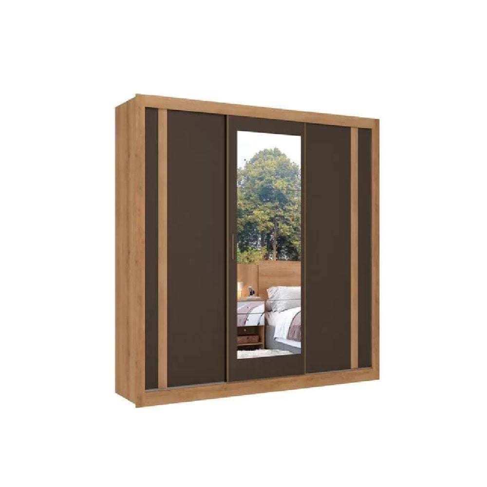 Guarda-Roupa 3 Portas THB Ibiza 5808 4 Gavetas Internas Capuccino/Cacau SE