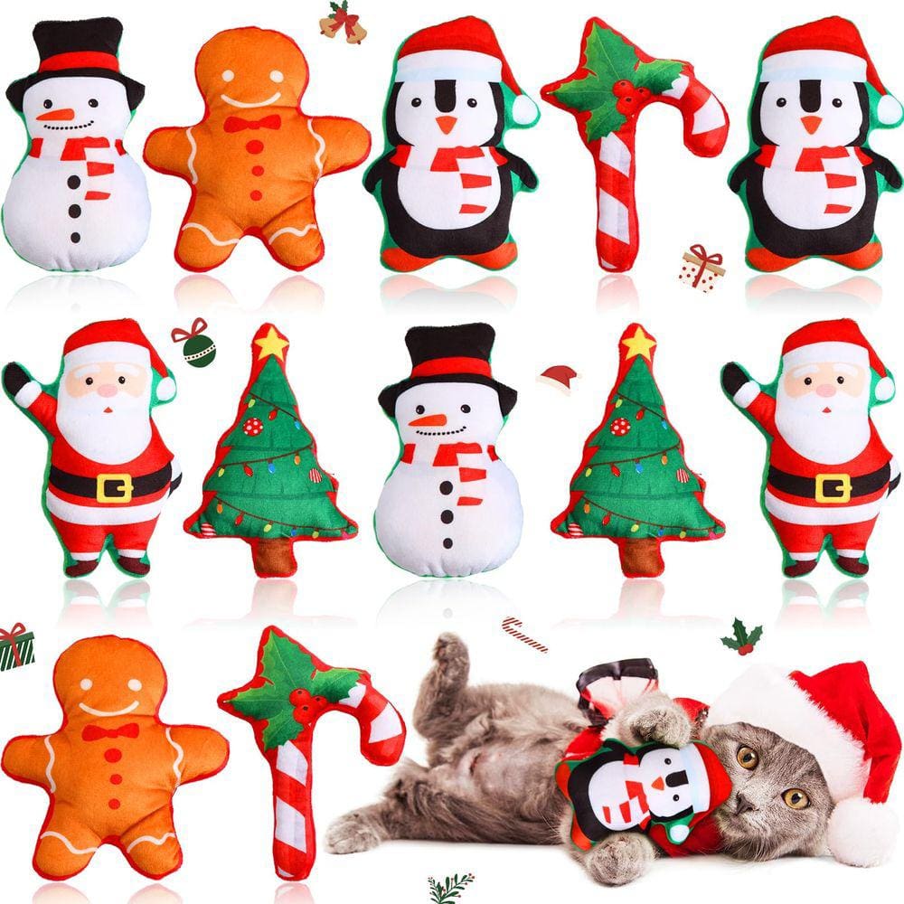 Cat Catnip Toys Liliful Christmas, 12 peças de pelúcia