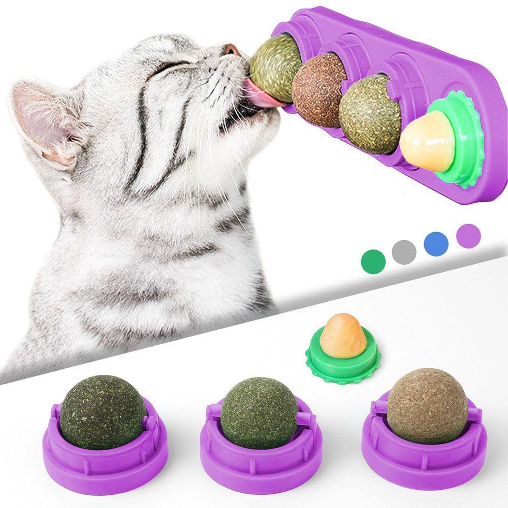 Conjunto de bolas de parede Catnip COSOWO para gatos com adesivos Catnip, 4 unidades