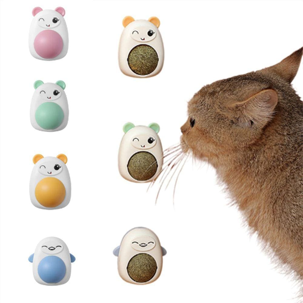 Brinquedo Catnip Ball FGMDW para parede de gatos com design giratório, pacote com 3 unidades