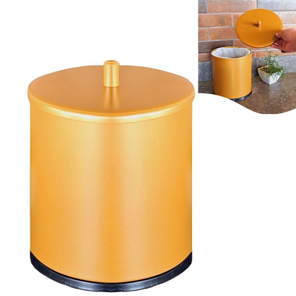 Lixeira 6,3L Cesto Lixo Tampa Cozinha Banheiro Lavabo Escritório Dourado - 30063/P CP