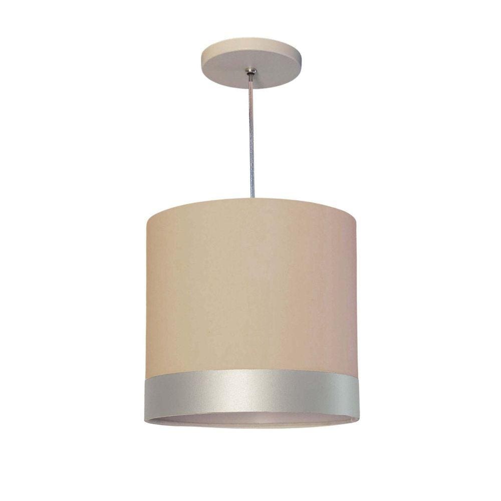 Luminária de Teto Pendente  Tom Luz Iluminação Cáqui/Faixa Prata
