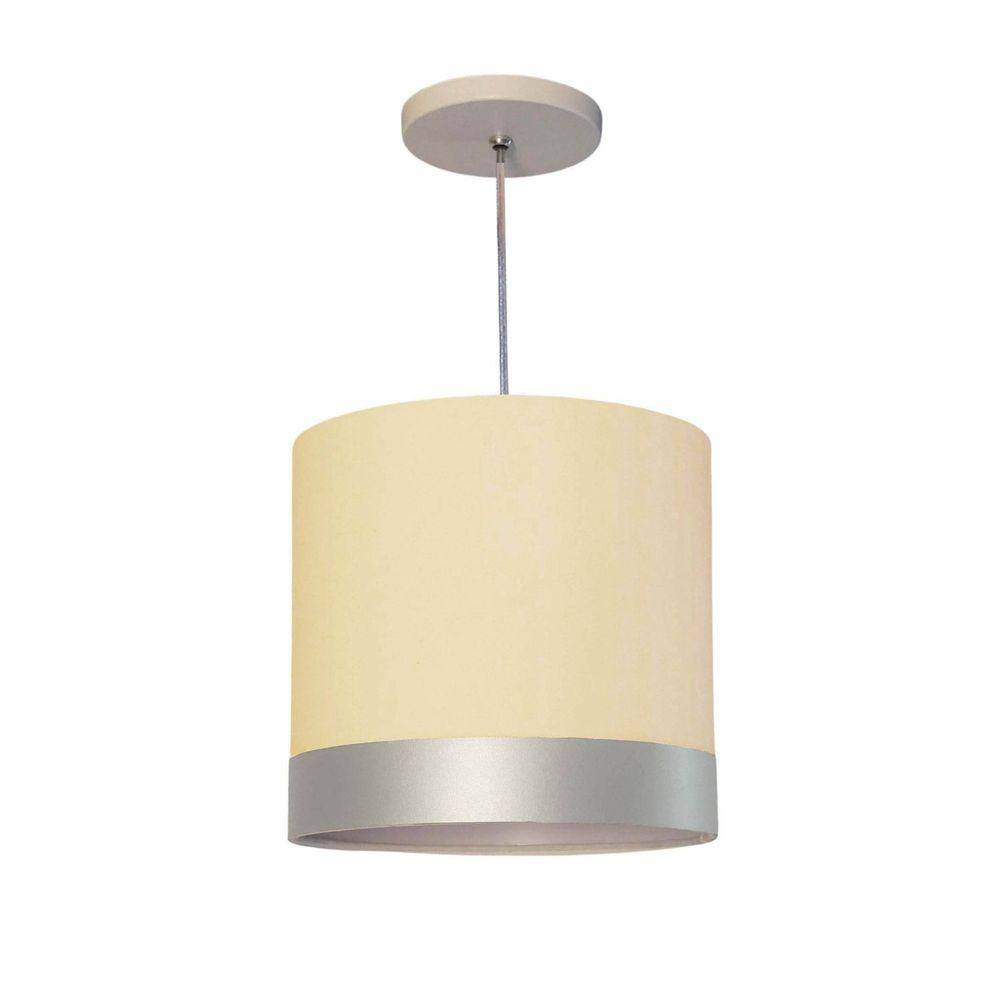 Luminária de Teto Pendente Tom Luz Iluminação Cru/Faixa Prata