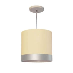 Luminária de Teto Pendente  Tom Luz Iluminação Cru/Faixa Prata