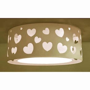 Luminária Infantil Plafon Corações Duplo Branco 40x16 Branco