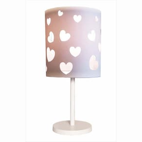 Abajur Infantil Corações Duplo Branco 20x42 Base Branco Branco