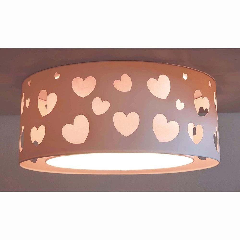 Luminária Infantil Plafon Corações Duplo Rosa 40x16 Rosa
