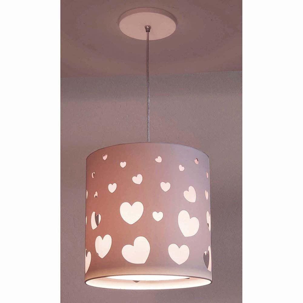 Lustre Infantil Pendente Corações Duplo 25x25 Int. Branco Branco