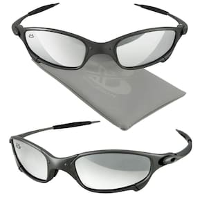oculos sol masculino proteção uv lupa cinza metal + case lente laranja presente prata verão casual