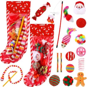 Brinquedos de Natal para gatos Stocking Civaner 18 peças para gatos