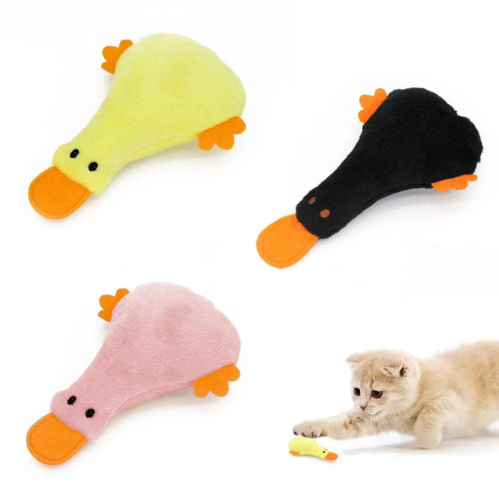 Brinquedos de erva-dos-gatos para gatos Andiker Cat Interactive Soft Plush, 3 peças de pato