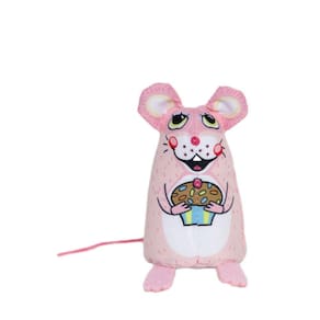 Brinquedo para gatos FUZZU Sweet Baby Mice Mouse com cupcake orgânico de erva-dos-gatos