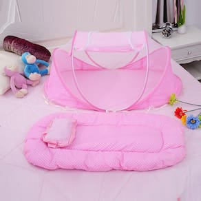 Berço Bebê Portátil Tenda Mosquiteiro Cama 3 Peças Menino e Menina