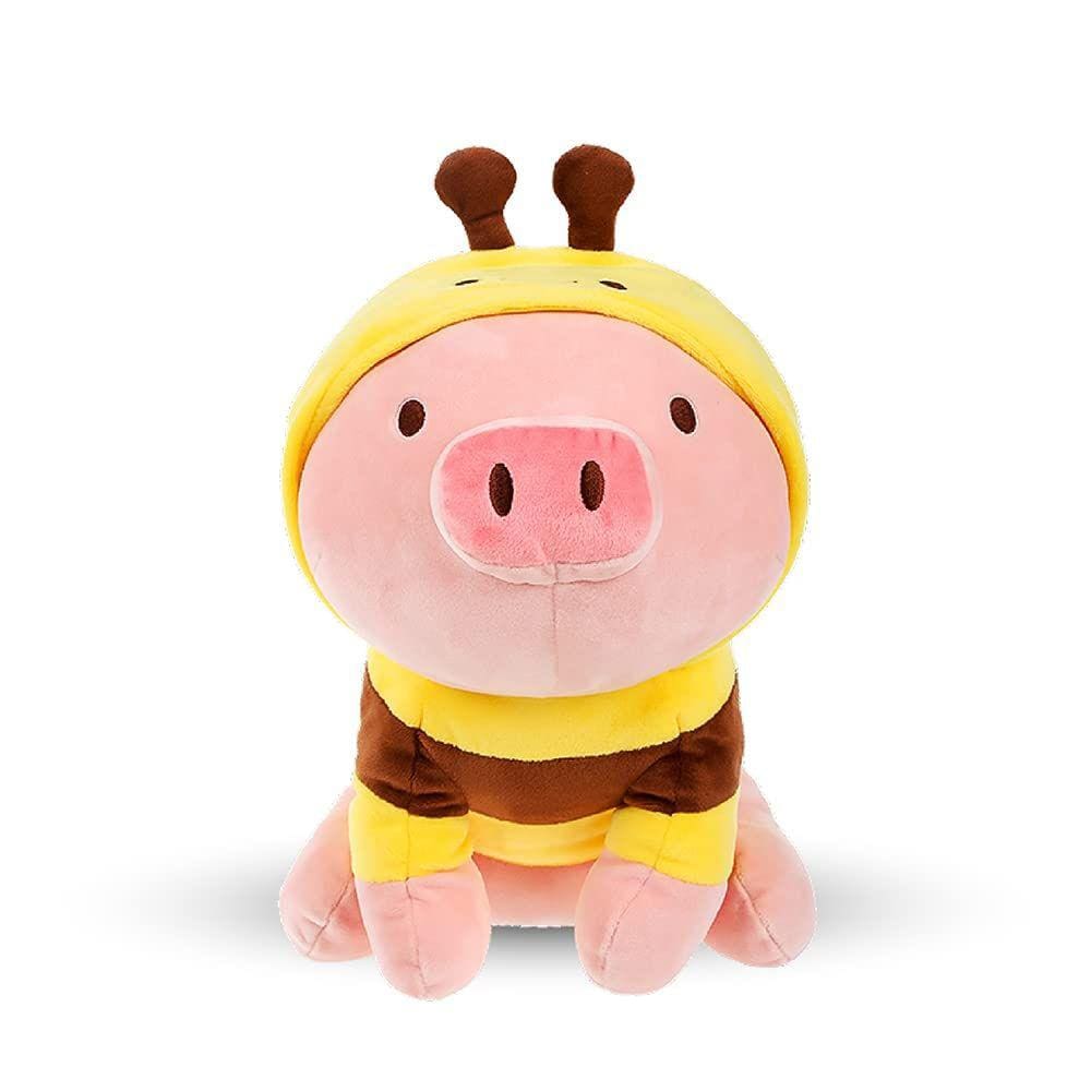 Peluche de pelúcia MINISO Sitting Piglet de 30 cm com capuz de vaca