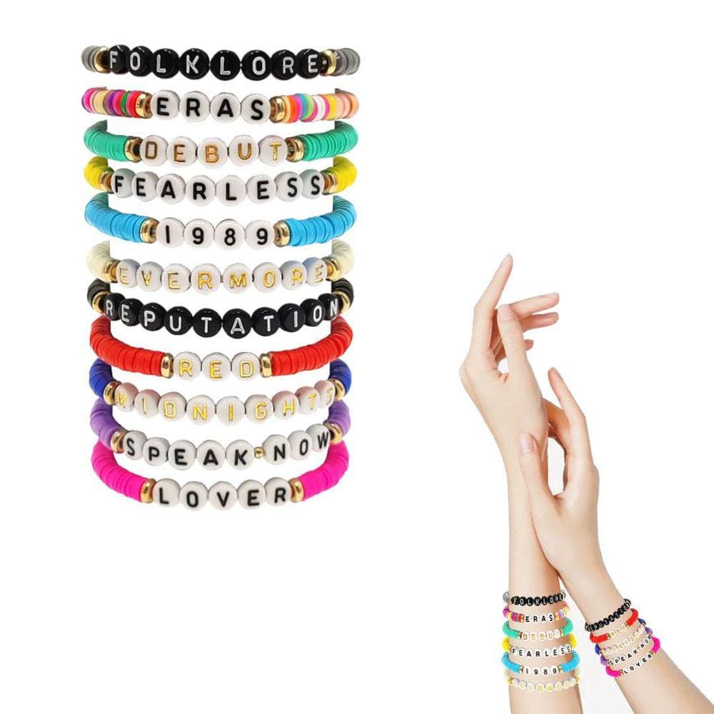 Conjunto de pulseiras Anpole 11 peças TS Eras Tour Lover Fearless Speak 