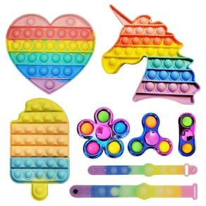 Pulseira de picolé Fidget Toy Pack HASTE Pop It Unicorn Heart
