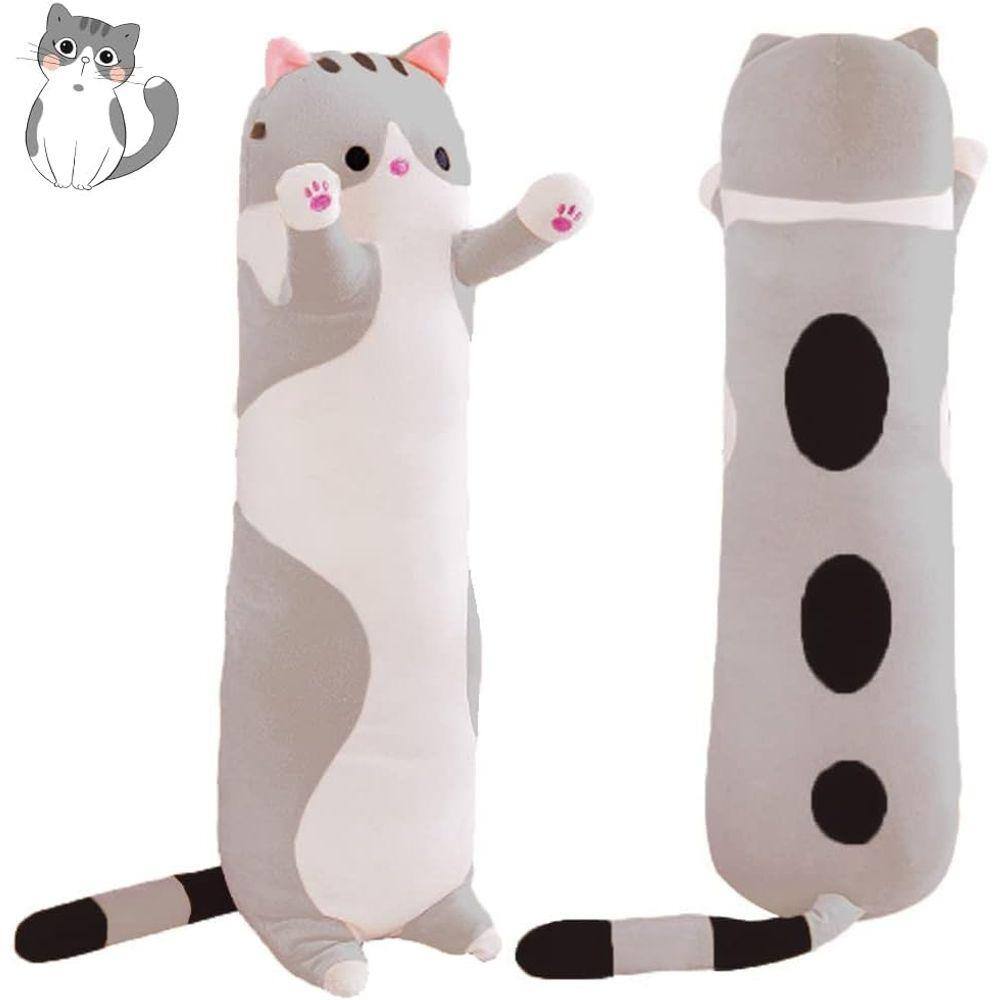 Almofada de pelúcia Yeqivo Long Cat, bicho de pelúcia macio, 50 cm, cinza