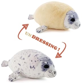 Brinquedo de pelúcia Furvana Chubby Blob Young Seal, almofada macia de 30 cm