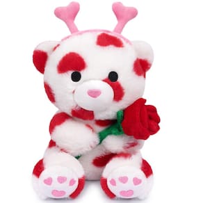 Bicho de pelúcia Teddy Bear GEWUJATOP 23 cm com rosa do Dia dos Namorados