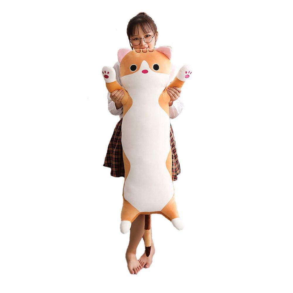 Almofada de pelúcia Jensquaify Long Cat Stuffed Bich 90 cm marrom