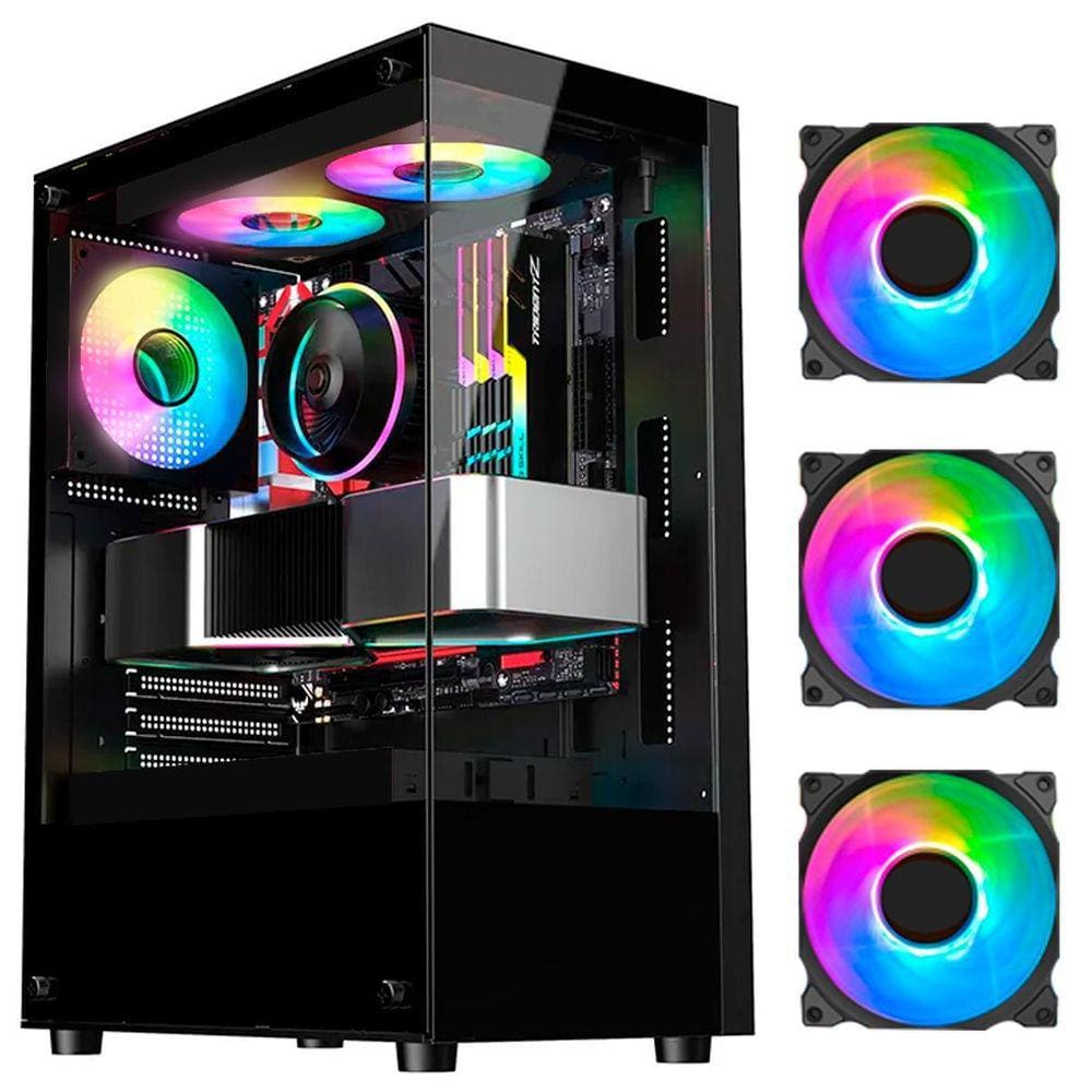 Gabinete Gamer Mid Tower Rgb Atx Em Vidro Temperado Gb1792