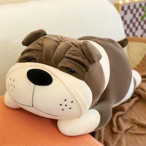 Almofada de pelúcia para cães Rniuc Big Bulldog Stuffed Animal 45 cm marrom