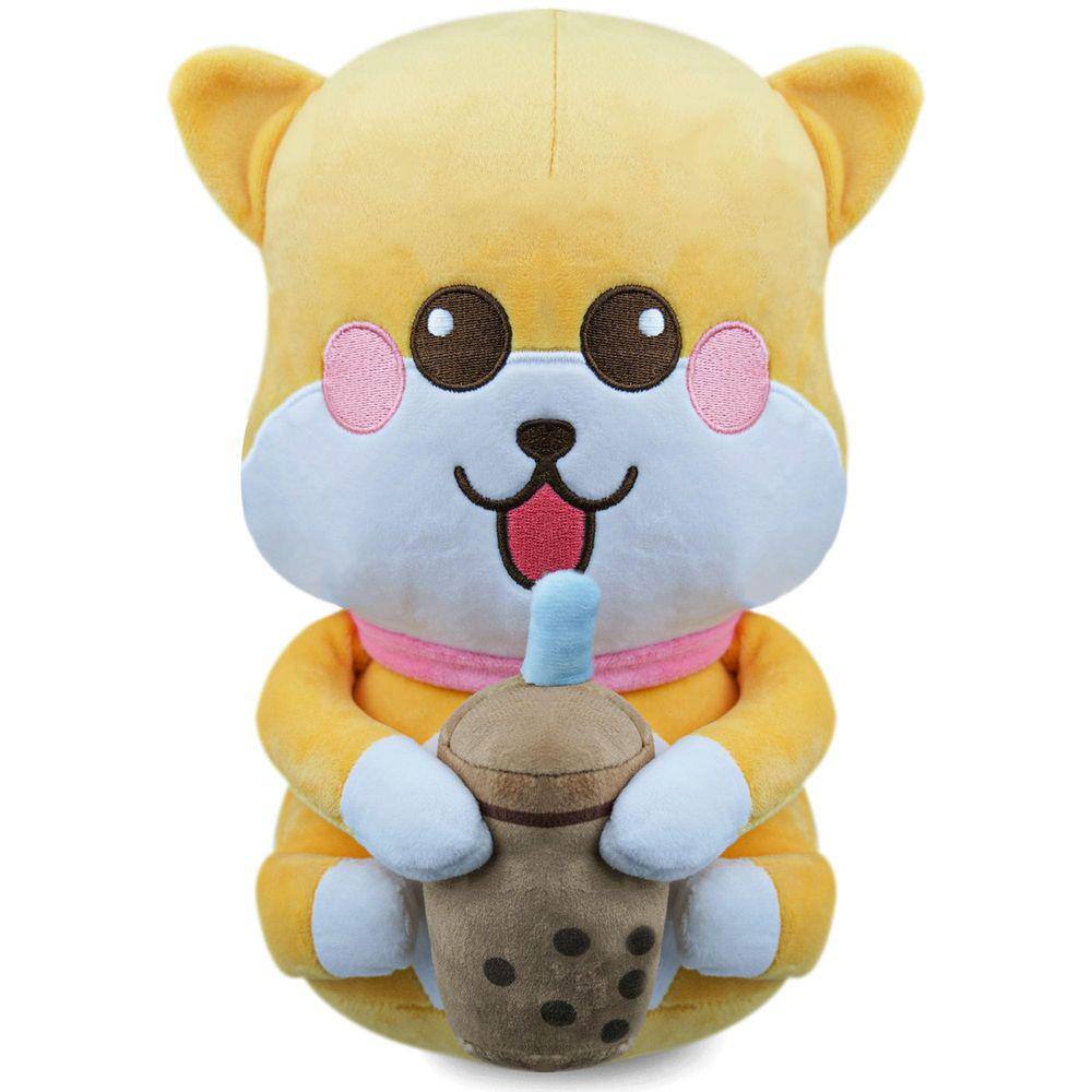 Almofada de pelúcia Gmleey Cute Corgi Boba Tea, 25 cm