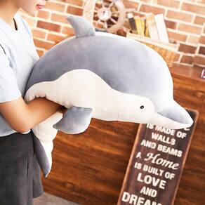 Almofada de abraço de pelúcia Levenkeness Dolphin Soft Toy 60 cm cinza