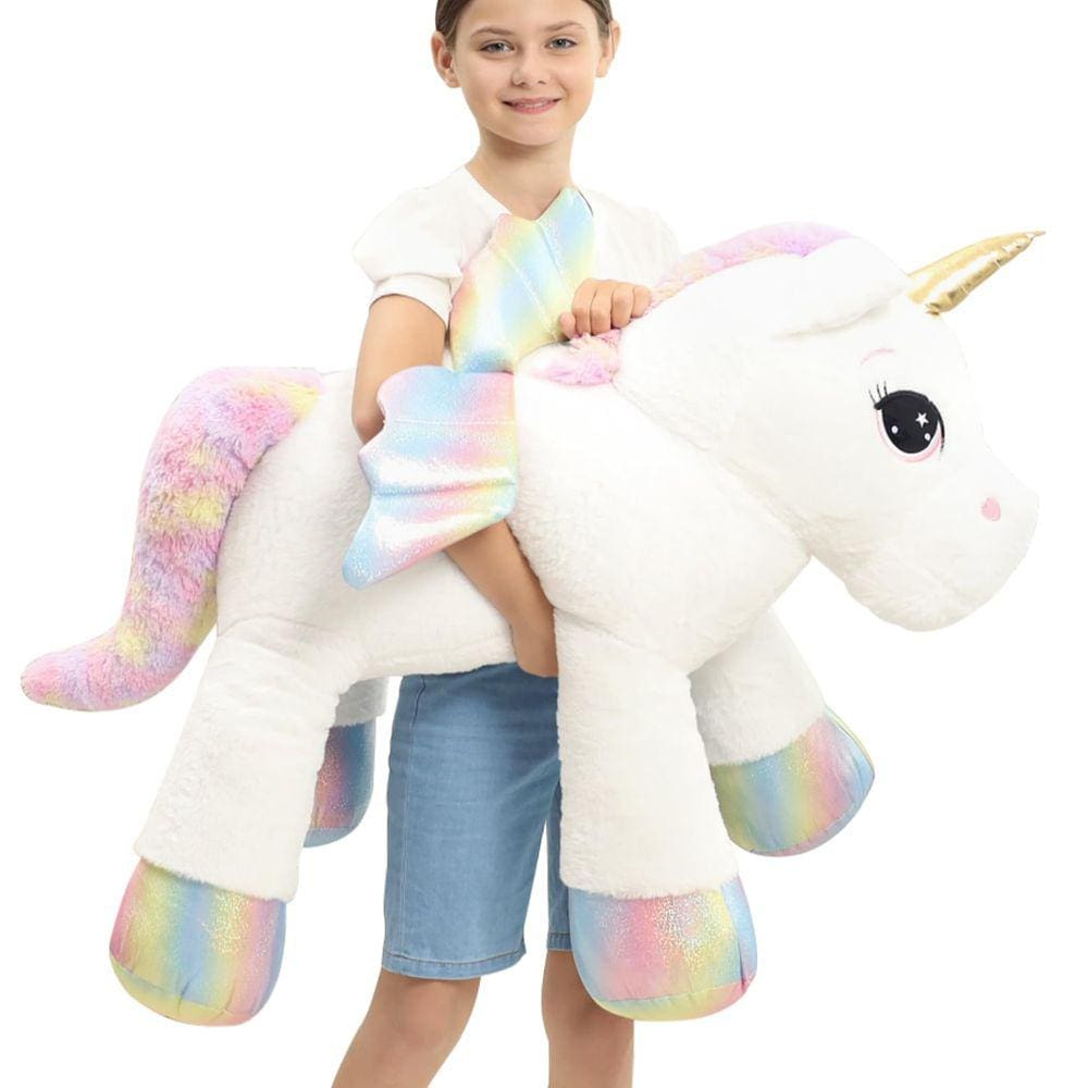 Almofada de bichos de pelúcia FFXiong Giant Unicorn 110 cm com asas