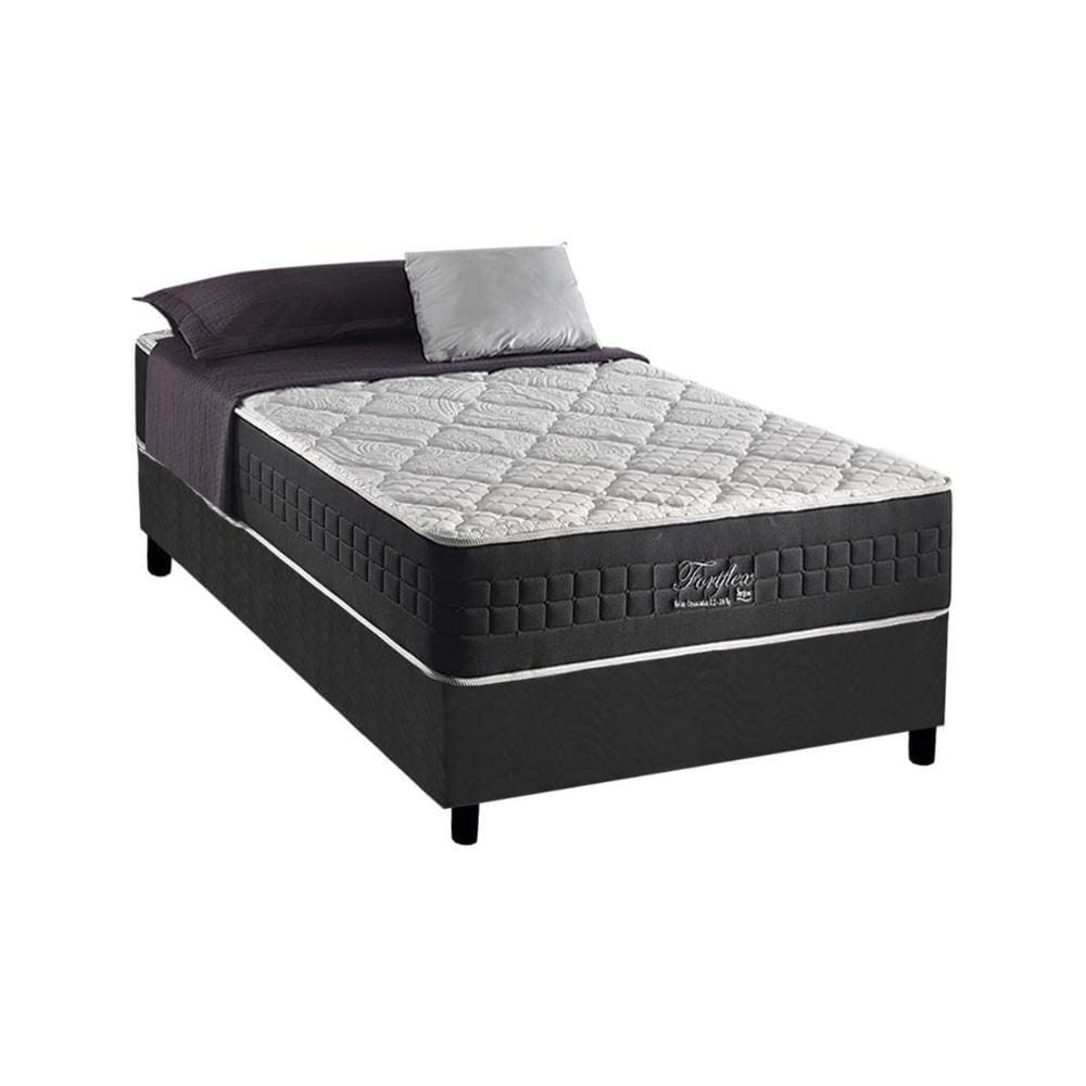 Cama Box Solteiro: Colchão Molas Ensacadas Anjos MasterPocket Fort Flex + Base CRC Suede Gray(88x188)