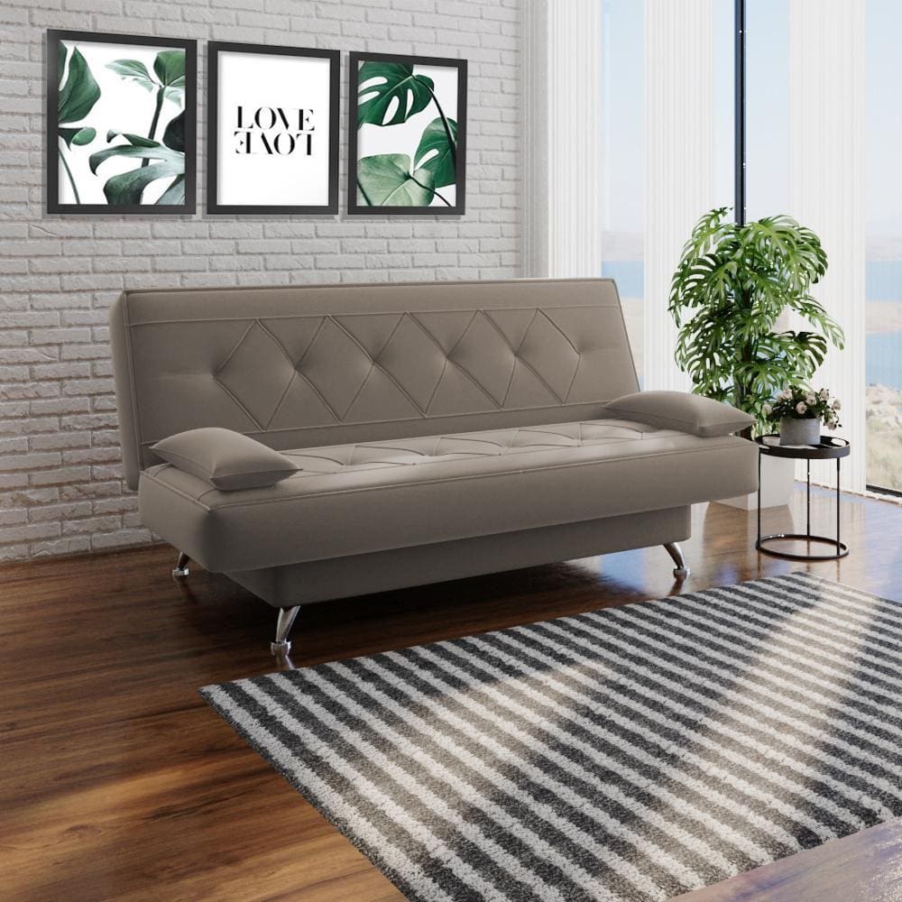 Sofá Cama 1,80m Iara Suede Capuccino Madelina Decor