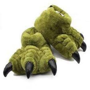 Pantufa 3D - Pata T-REX verde